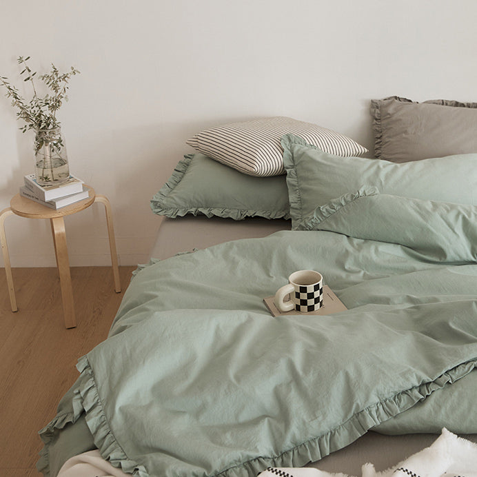 12color simple cotton frill bedlinen set