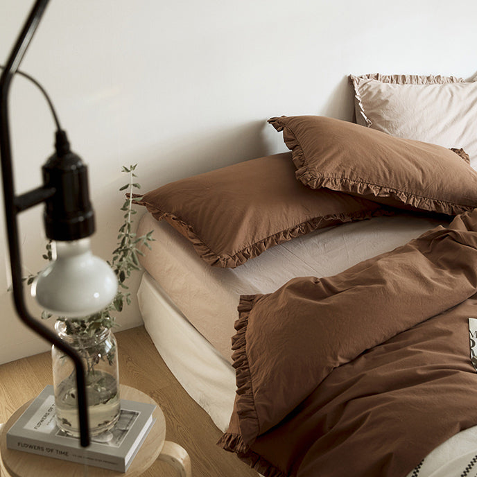 12color simple cotton frill bedlinen set