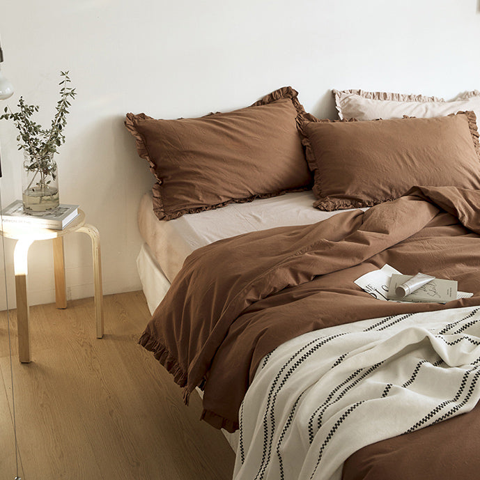 12color simple cotton frill bedlinen set