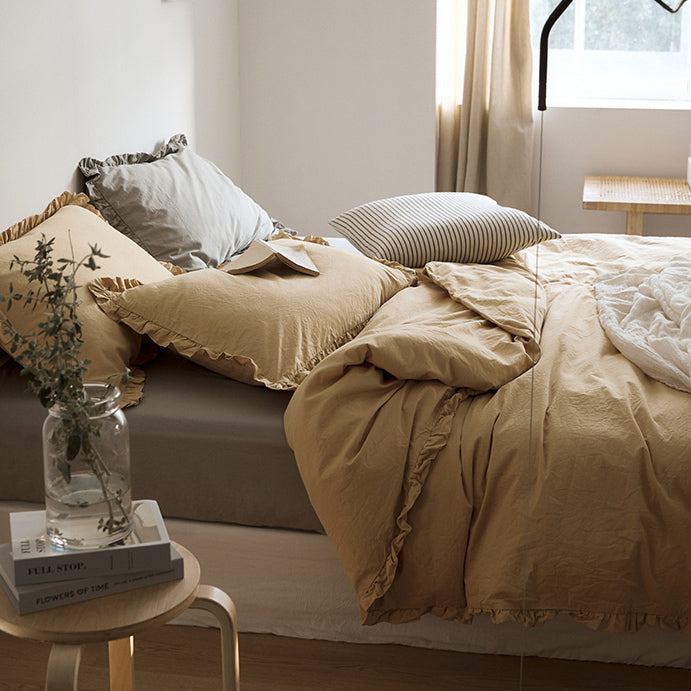 12color simple cotton frill bedlinen set