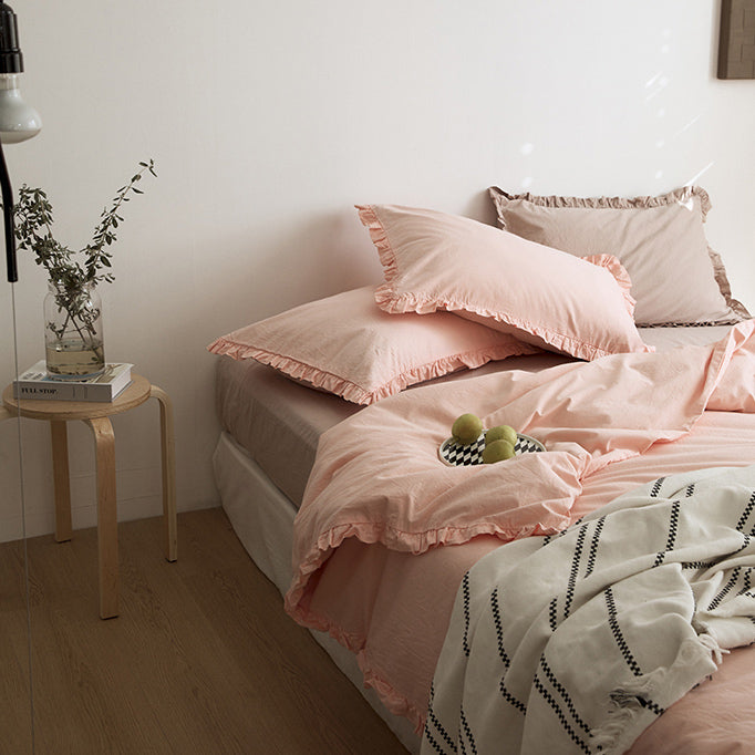 12color simple cotton frill bedlinen set