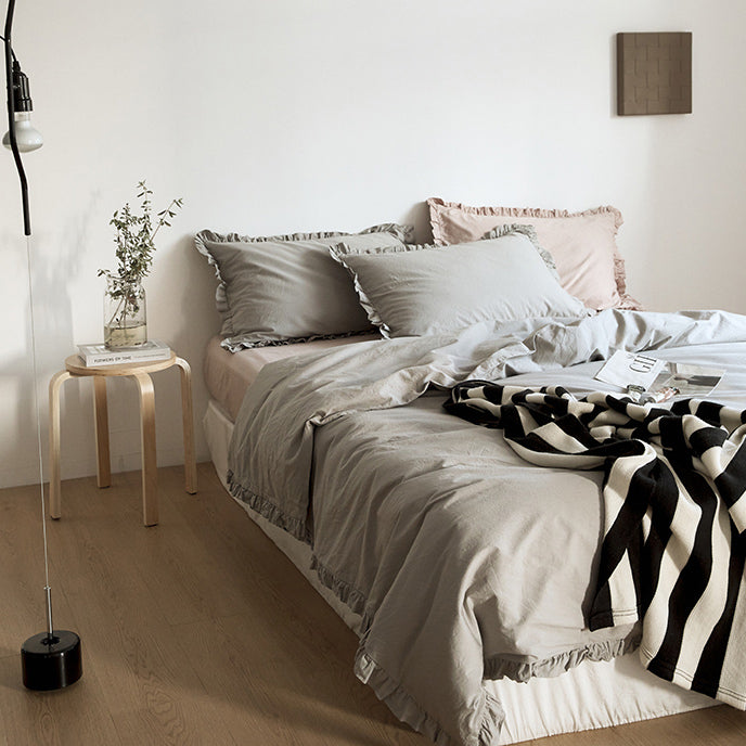 12color simple cotton frill bedlinen set