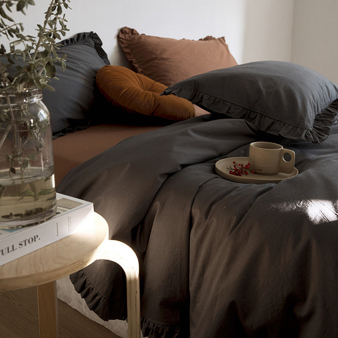 12color simple cotton frill bedlinen set