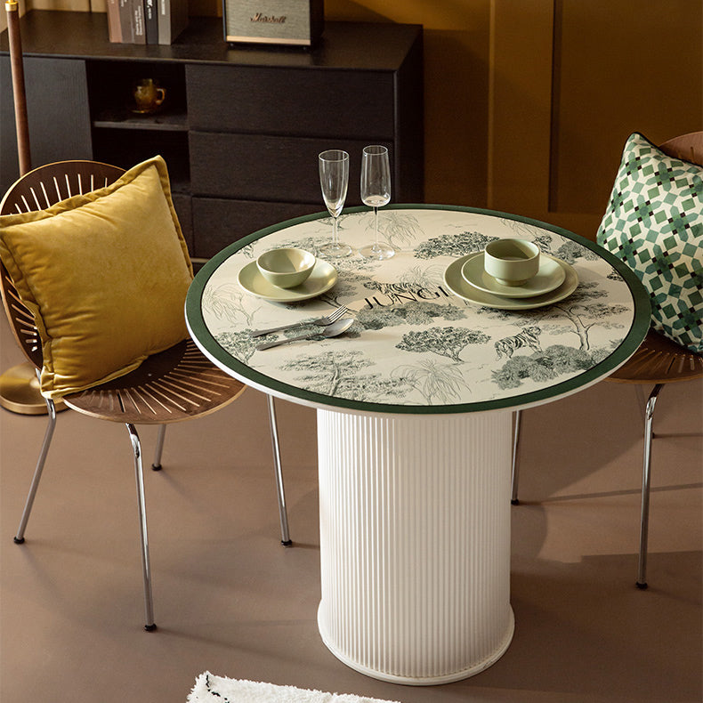 2color green retro forest round table mat