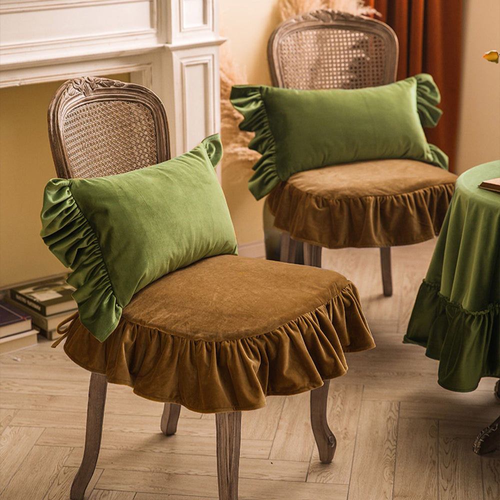 6color velvet frill chair cushion