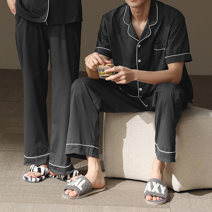 piping charcoal gray pair roomwear