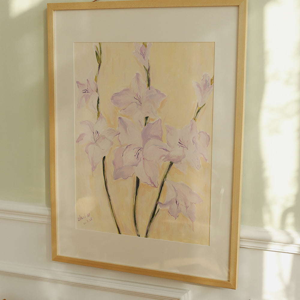 purple gladiolus poster & frame SET