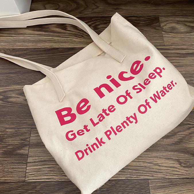 2color be nice logo tote bag