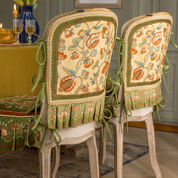 green retro flower chair cover & cushion