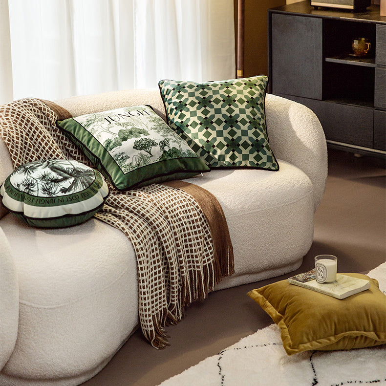 green retro forest cushion