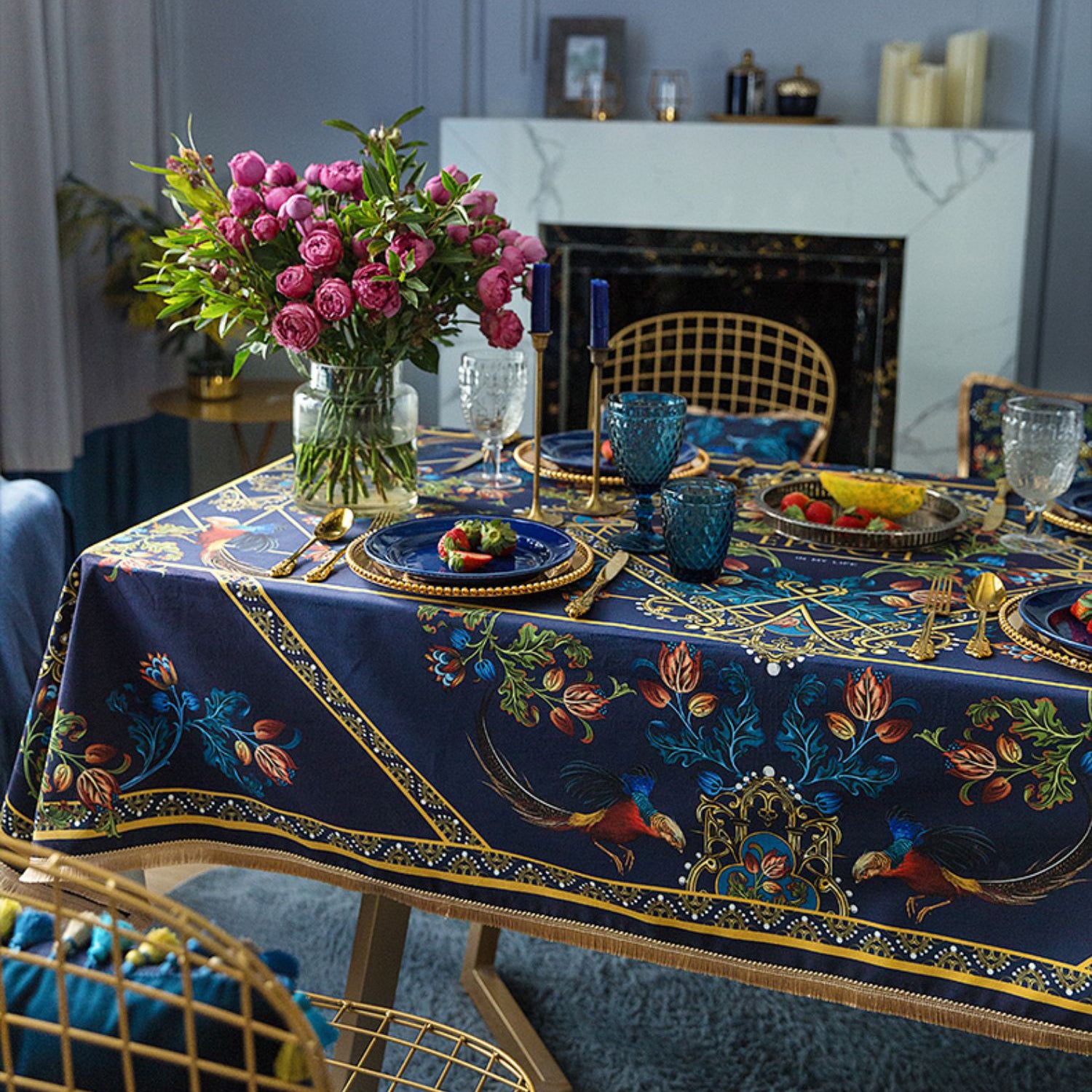 american pheasant square table cloth