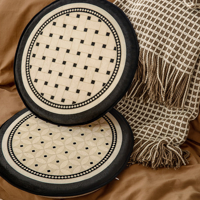 2color brown retro tile cushion