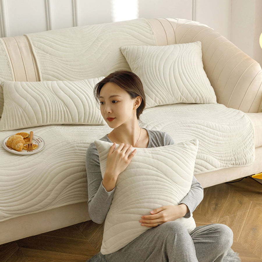 5color velvet wave sofa cover