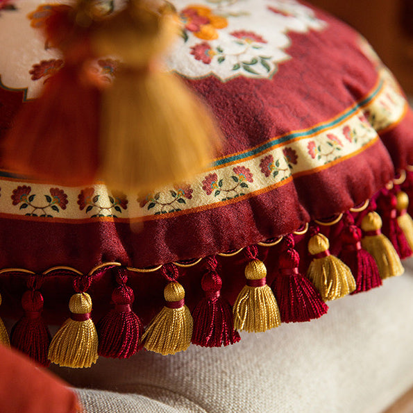 6design dark red vintage flower cushion