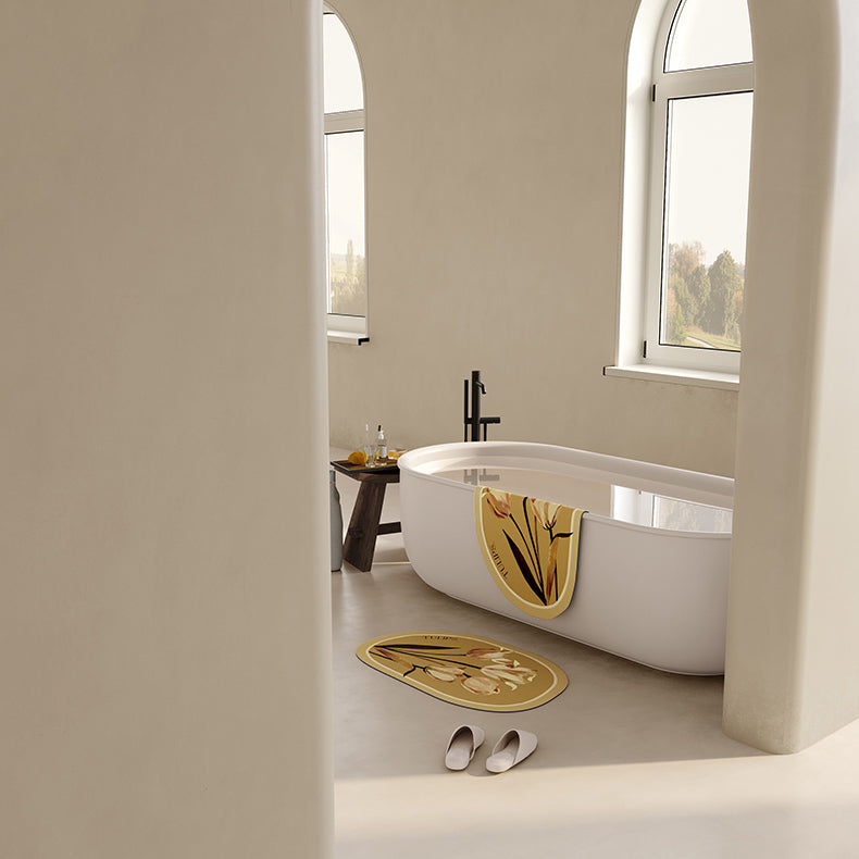 art mustard tulip bath mat