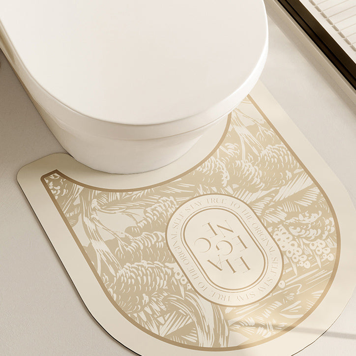 beige elegance logo toilet mat