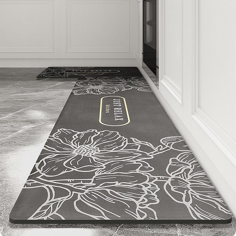 4type monotone flower kitchen mat set