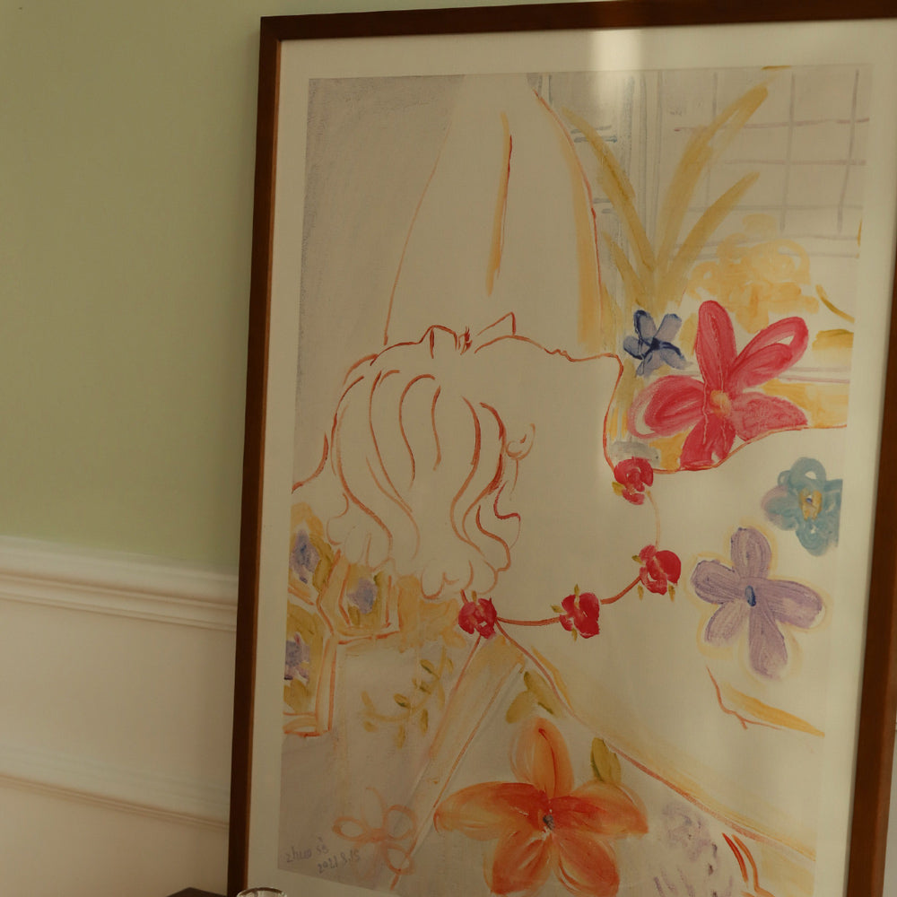 rose necklace girl poster & frame SET
