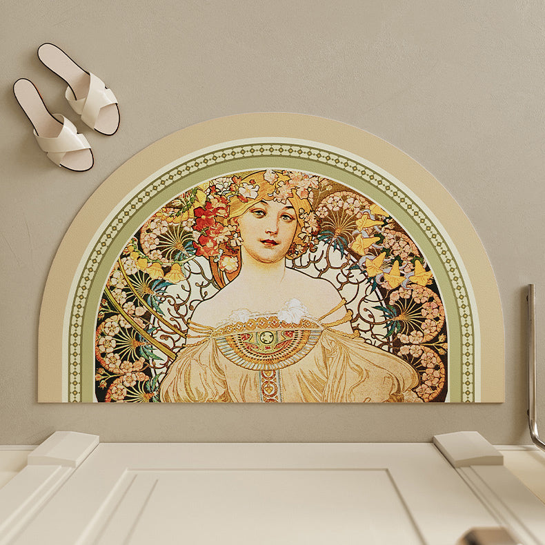 mucha whispers logo door mat