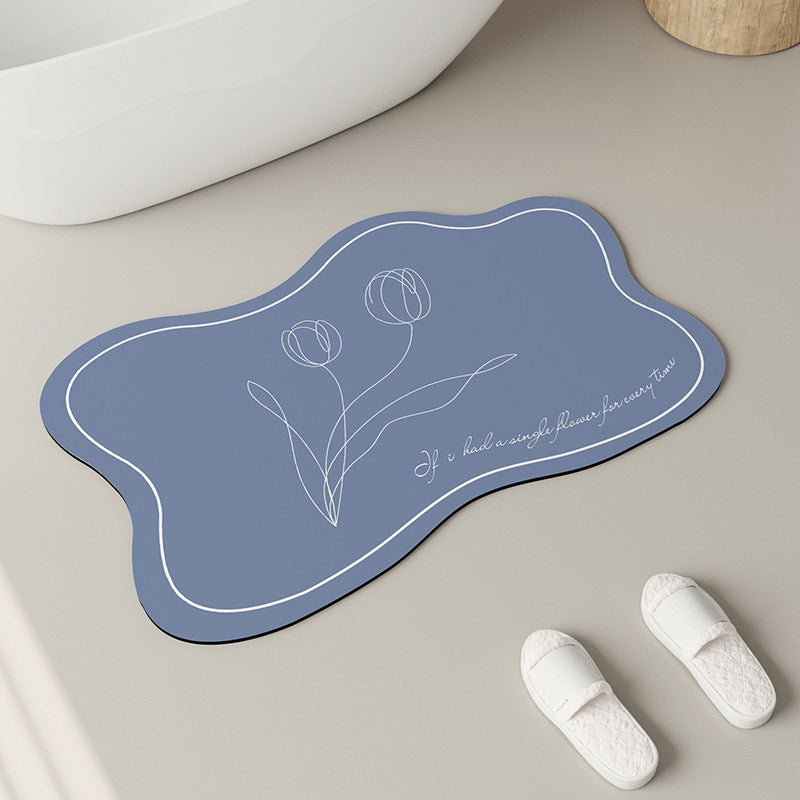 6color drawing tulip bath mat