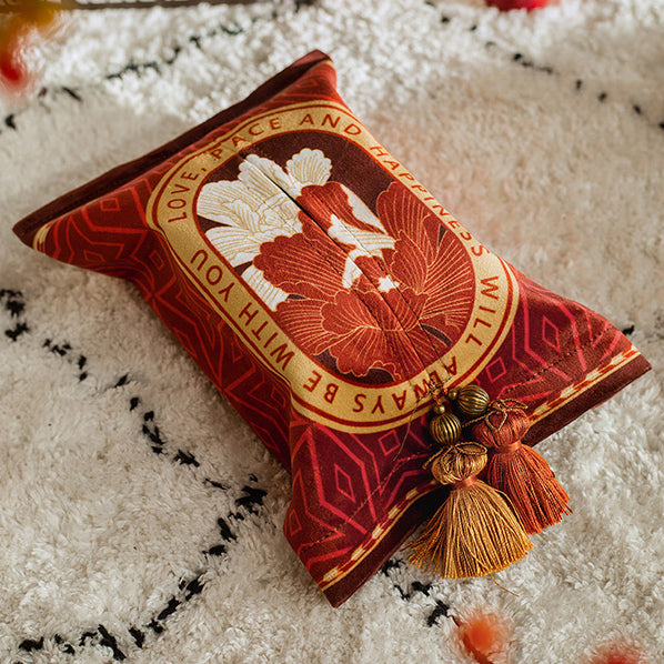 2design red flower tissue case