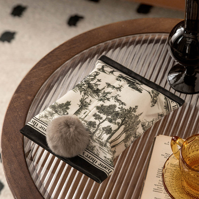 black toile de Jouy tissue case