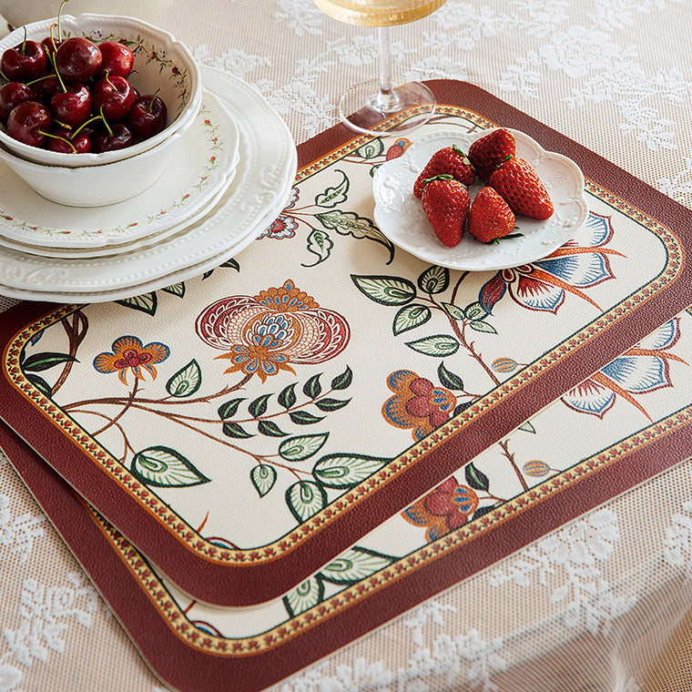 dark red vintage flower place mat