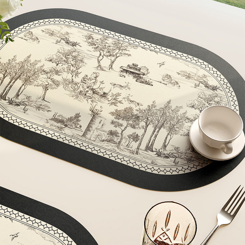 black toile de Jouy place mat