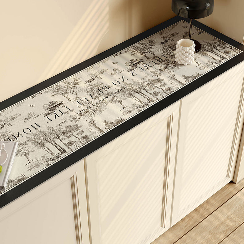 black toile de Jouy shelf mat