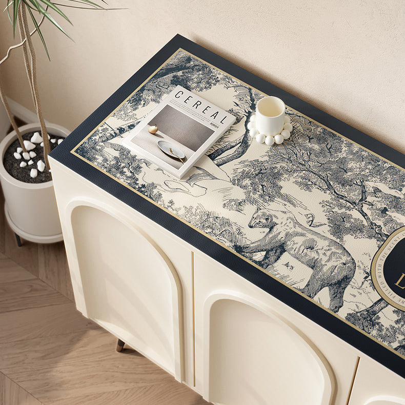 blue retro forest shelf mat
