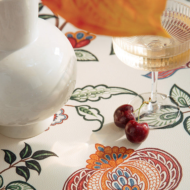 dark red vintage flower square table mat