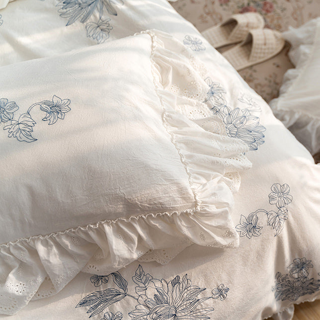 white lace frills bedlinen set