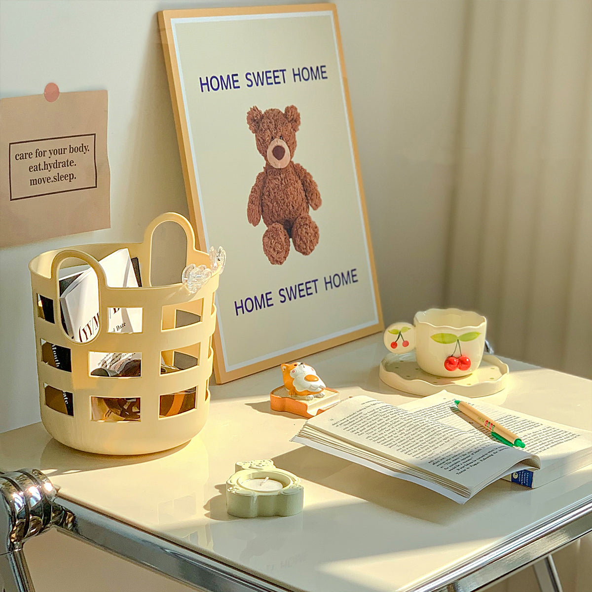 3size simple yellow basket