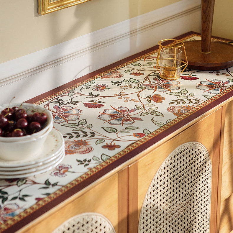dark red vintage flower shelf mat
