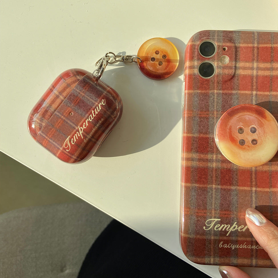 brown check Airpods case