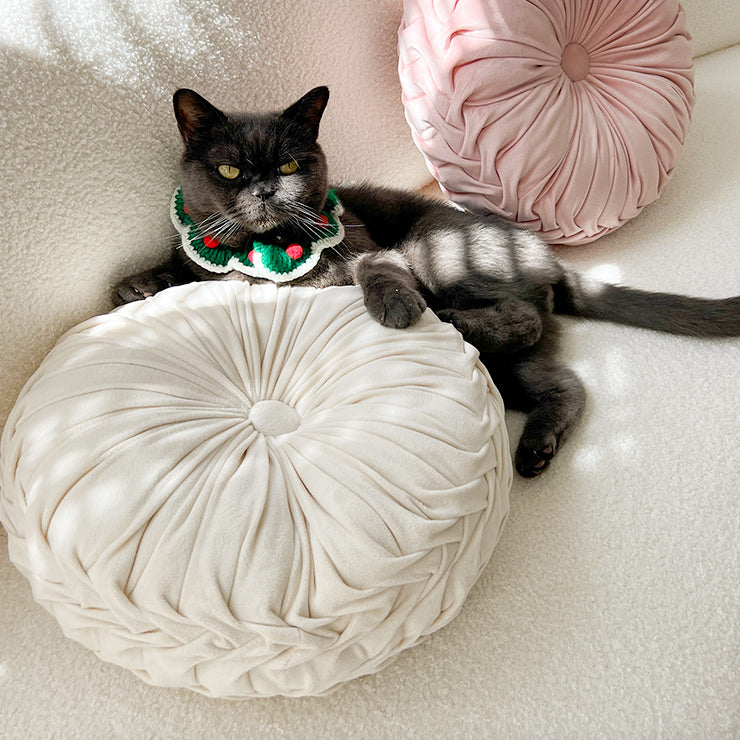 2color round pleats cushion