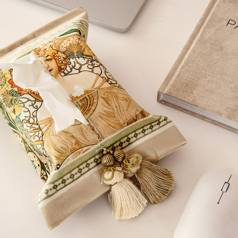mucha whispers logo tissue case