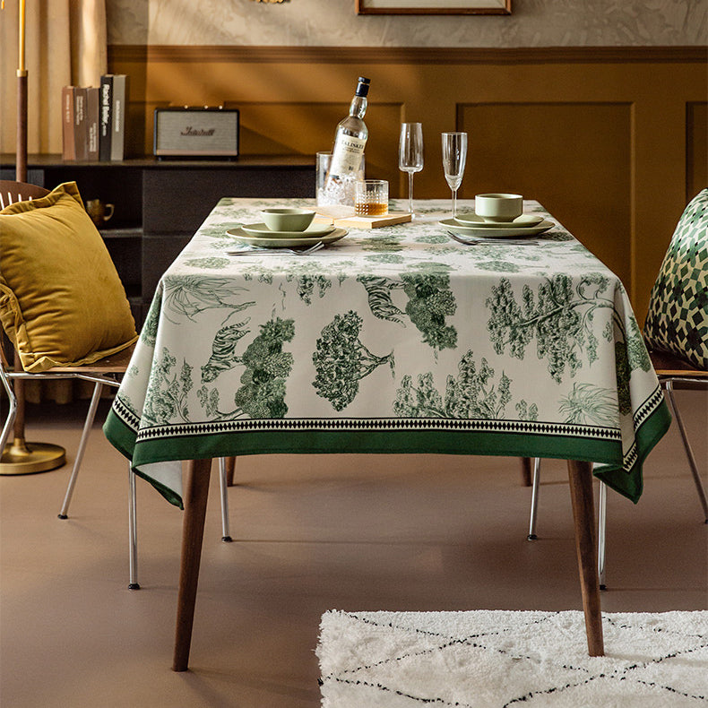 green retro forest table cloth