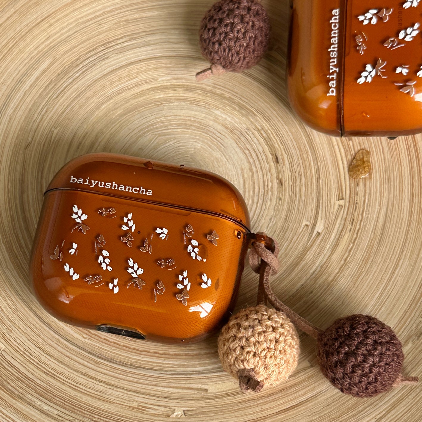 clear brown leaf Airpods case