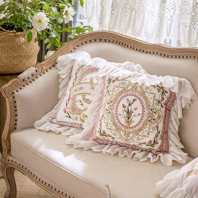 8design pink lovely tulip cushion