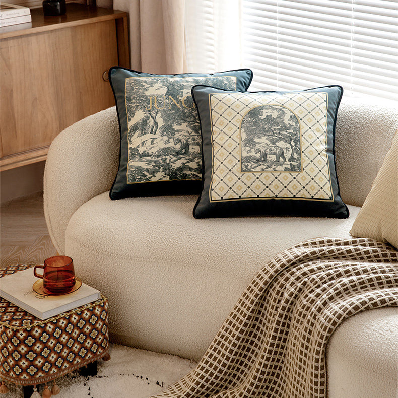 3design blue retro forest cushion