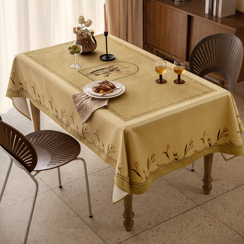 art mustard tulip table cloth