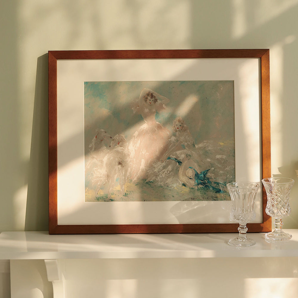 retro girl poster & frame SET