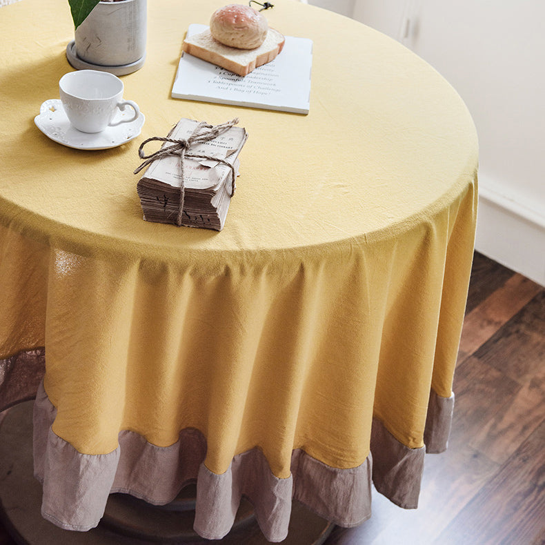 4color round frills tablecloth