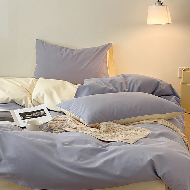 8color two tone creamy cotton bedlinen set