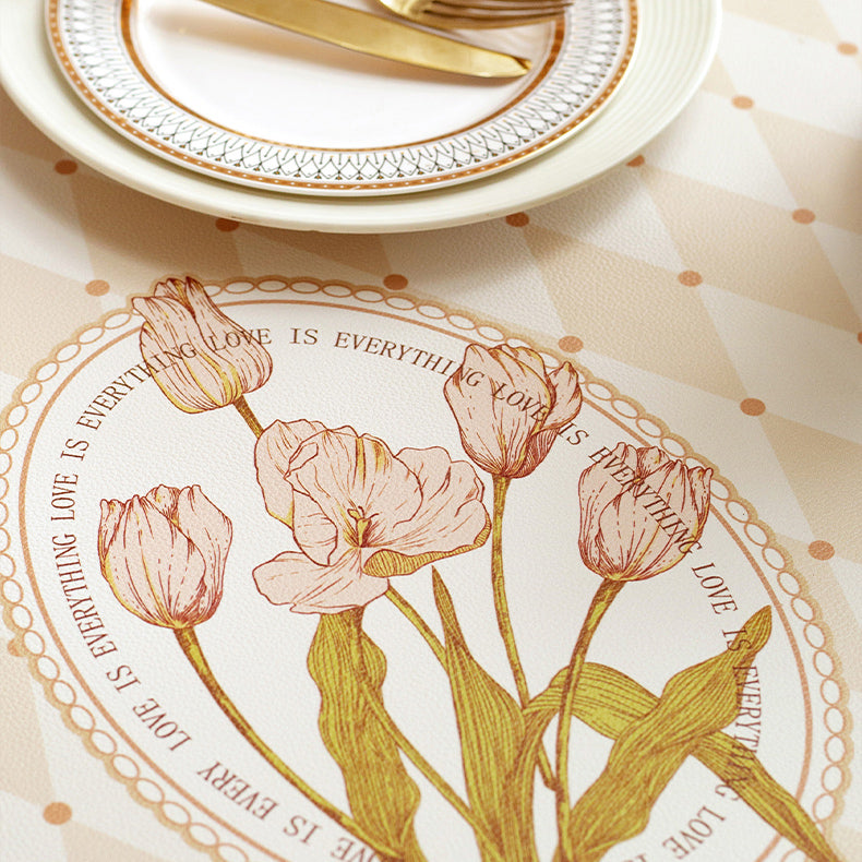 pink tuilp everthing round table mat
