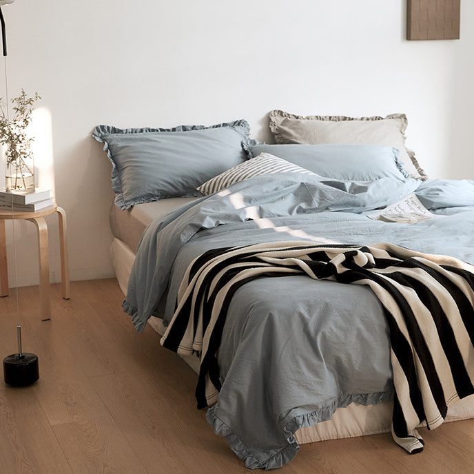 12color simple cotton frill bedlinen set