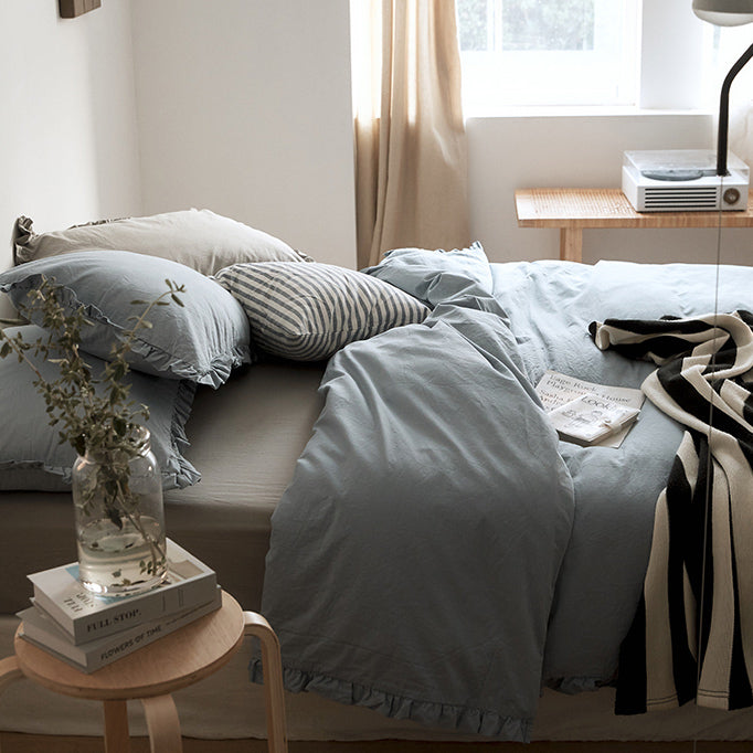 12color simple cotton frill bedlinen set