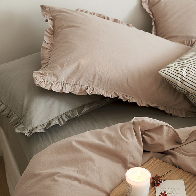 12color simple cotton frill bedlinen set