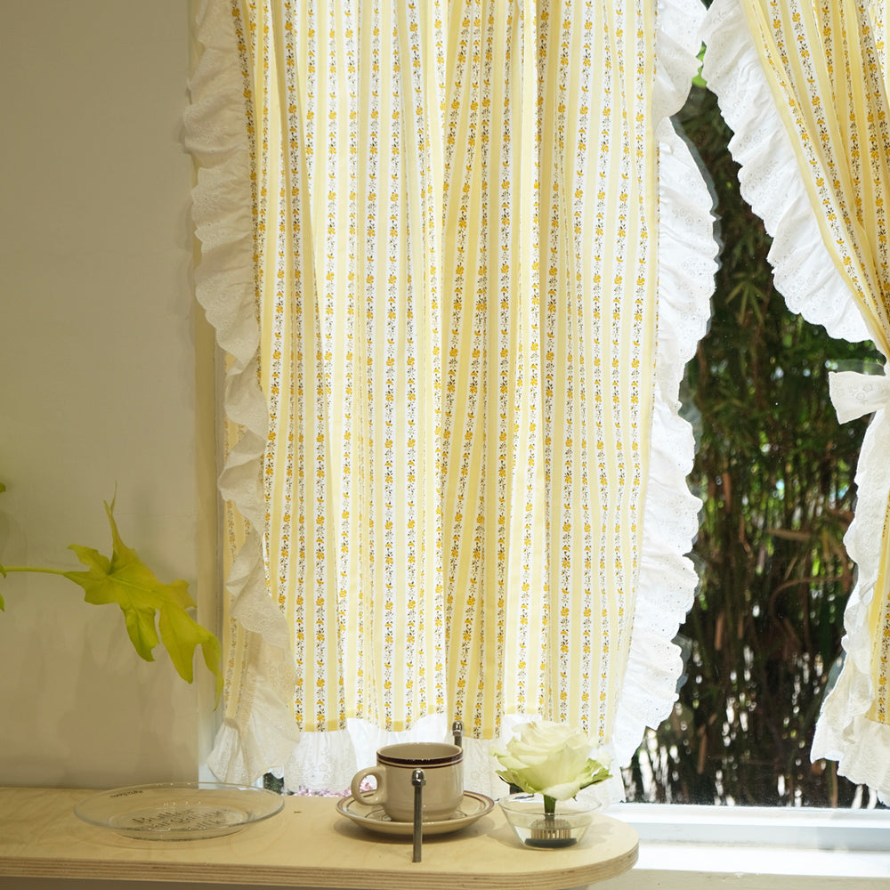 summer yellow check curtain